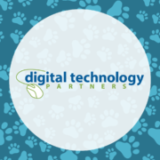 Digital Technology Partners Logo with Paw Print Background